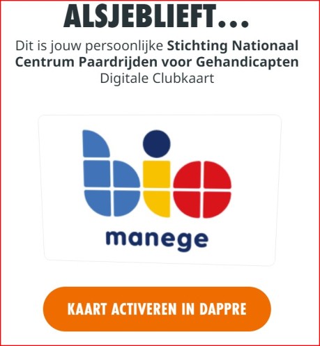 Digitale clubkaart Bio Manege